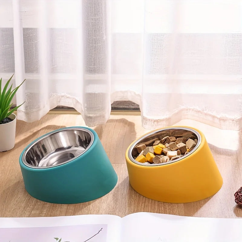 Tilted Stainless Steel Bowls for Small Dogs in 4 colors