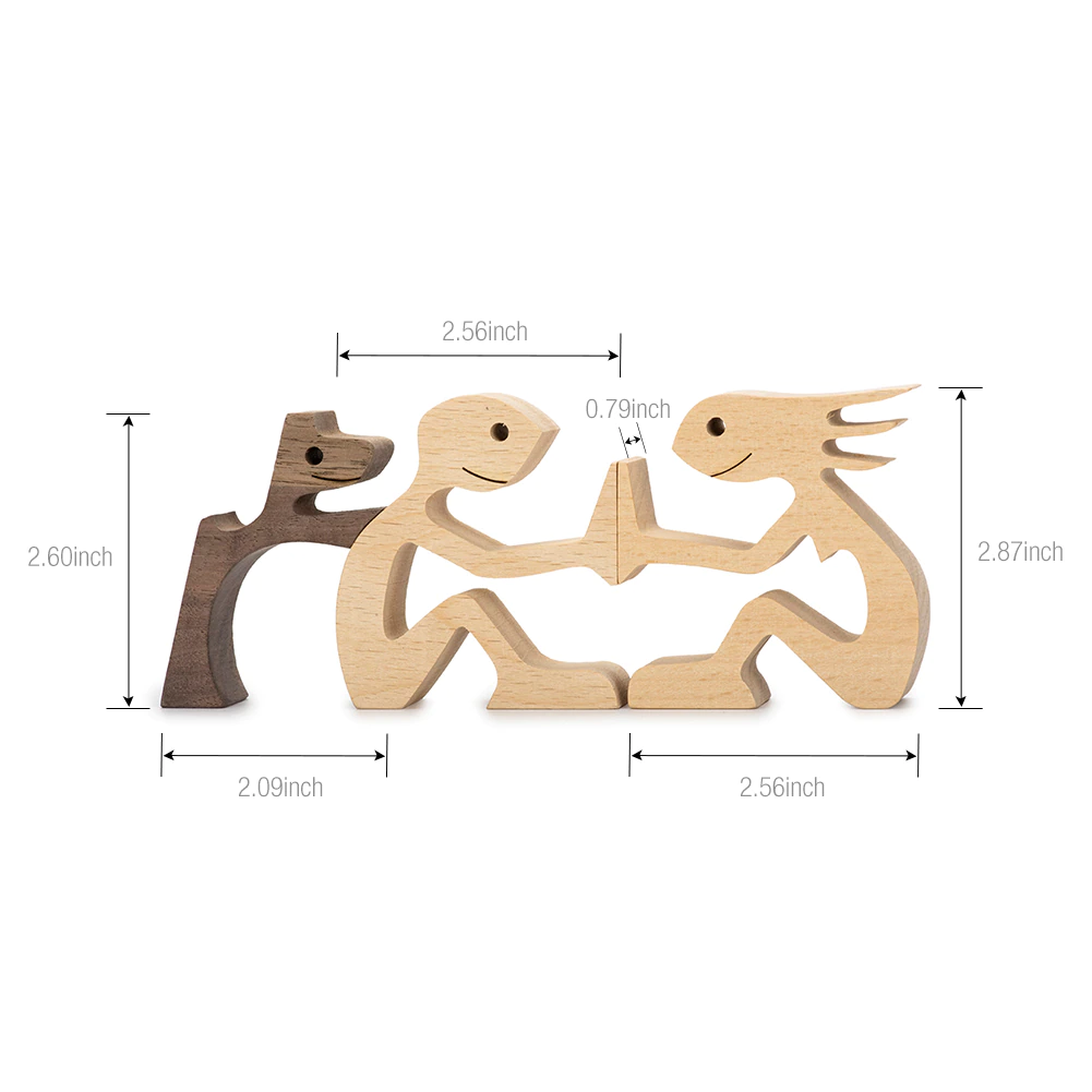 Wood Crafted Dog Figurine Decor