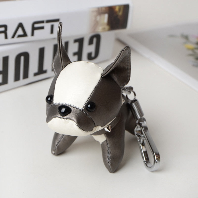 Mini Bulldog Faux Leather Keychain and Charm Bag