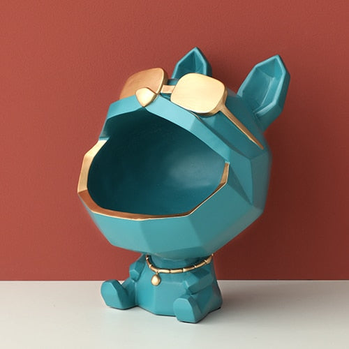 Bulldog Sculpture with Gold Sunglass and a Big Mouth