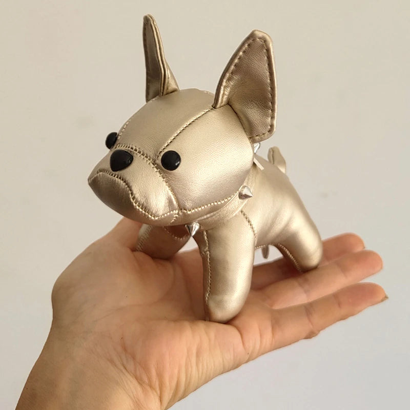 Mini Bulldog Faux Leather Keychain and Charm Bag
