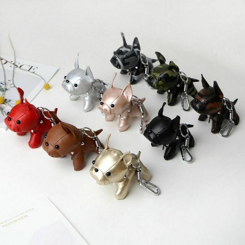 Mini Bulldog Faux Leather Keychain and Charm Bag