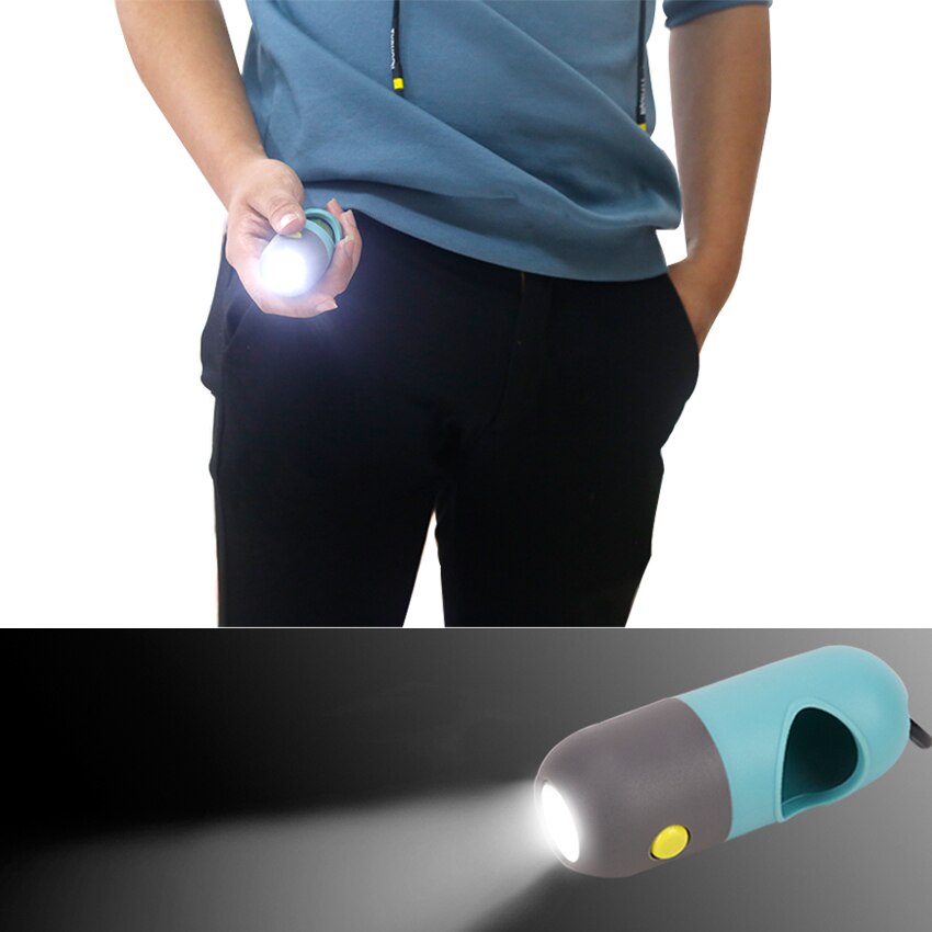 Sky Blue Poop Bag Dispenser with LED Flashlight