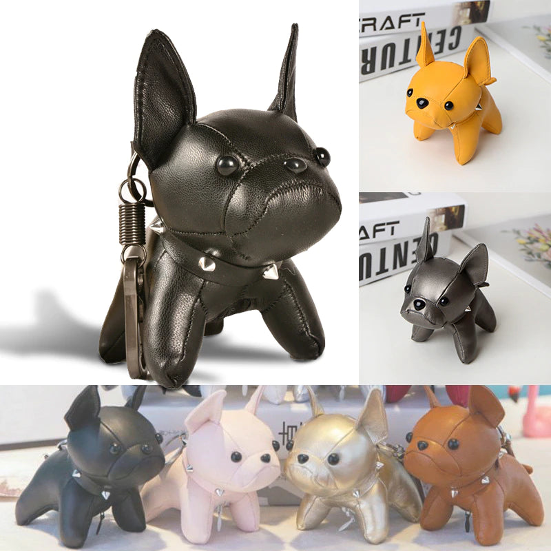 Mini Bulldog Faux Leather Keychain and Charm Bag