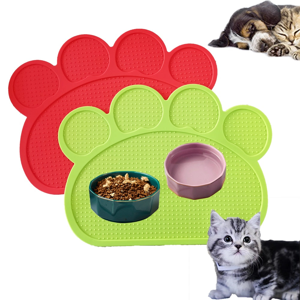 Paw Print Dog Bowl Mat