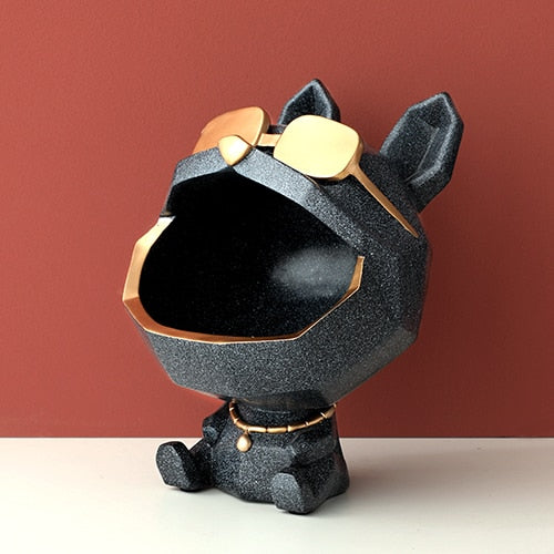 Bulldog Sculpture with Gold Sunglass and a Big Mouth