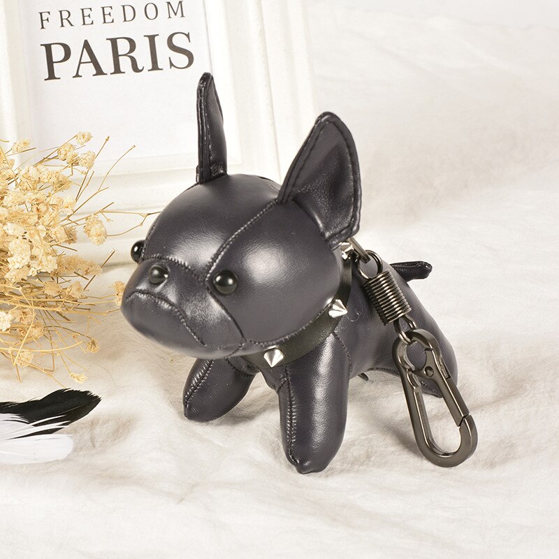 Mini Bulldog Faux Leather Keychain and Charm Bag