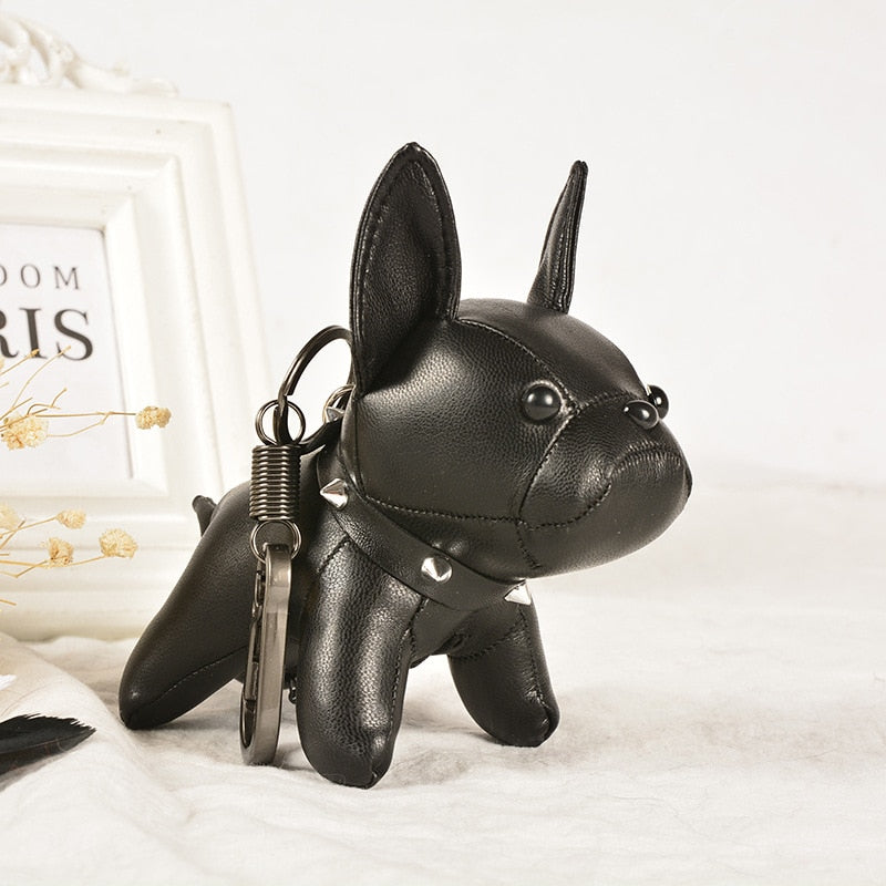 Mini Bulldog Faux Leather Keychain and Charm Bag