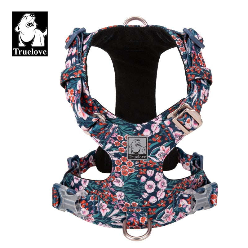 Truelove Flora Print Fashion Dog Harness 100% Cotton and 3M Reflective TLH6283