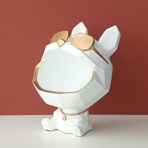 Bulldog Sculpture with Gold Sunglass and a Big Mouth