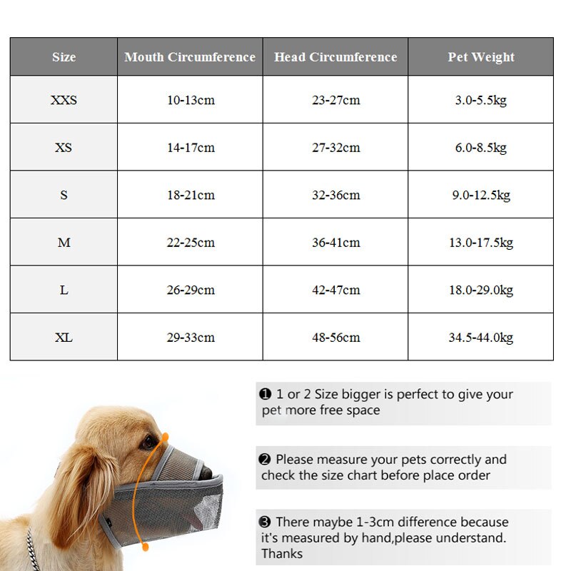 Adjustable Breathable Mesh Dog Muzzle for Regular and Long Snout Breeds