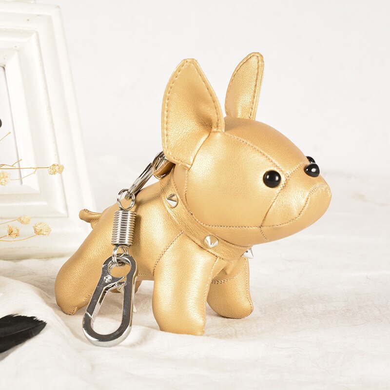 Mini Bulldog Faux Leather Keychain and Charm Bag