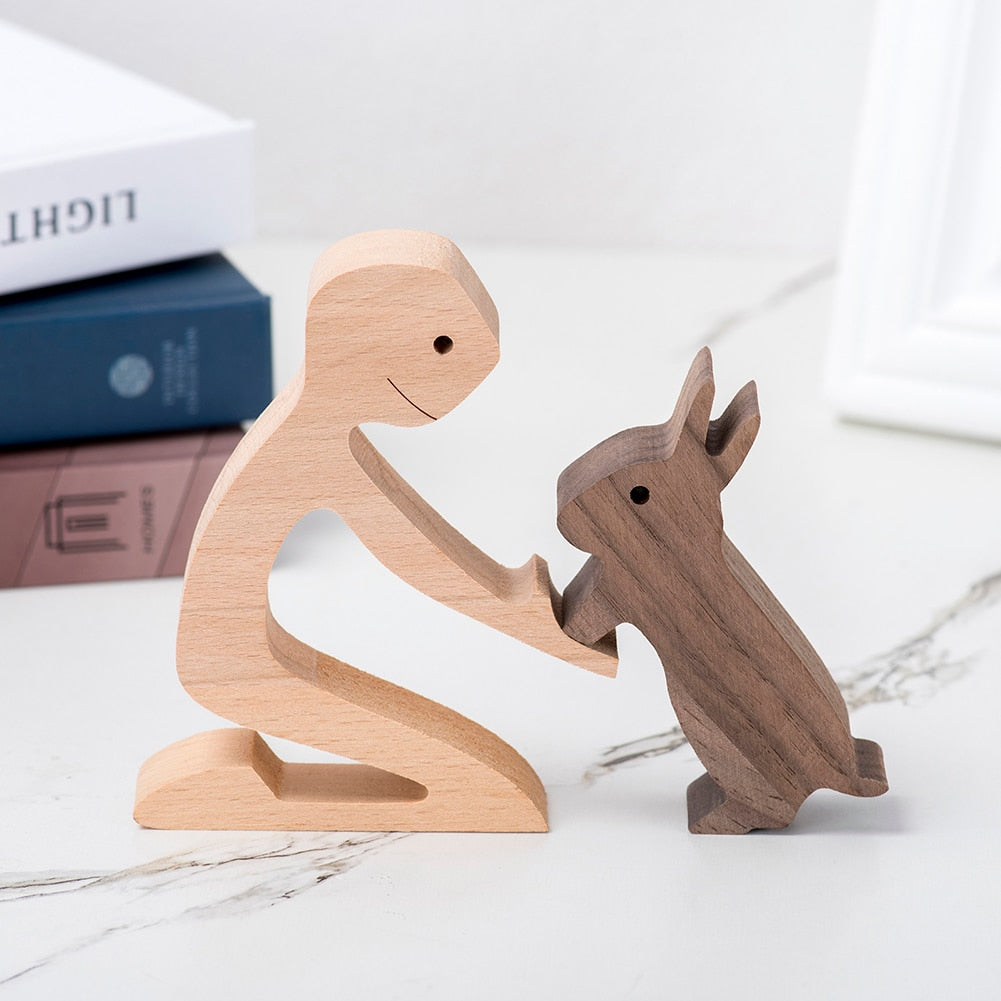 Wood Crafted Dog Figurine Decor