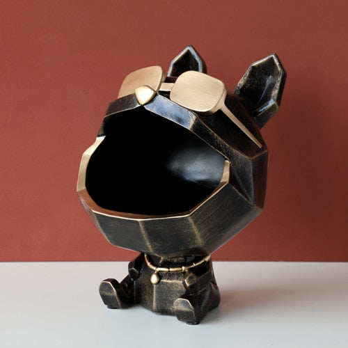 Bulldog Sculpture with Gold Sunglass and a Big Mouth