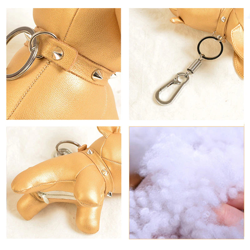 Mini Bulldog Faux Leather Keychain and Charm Bag