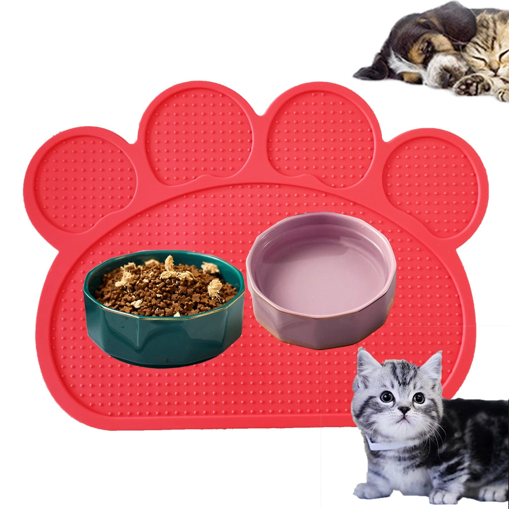 Paw Print Dog Bowl Mat