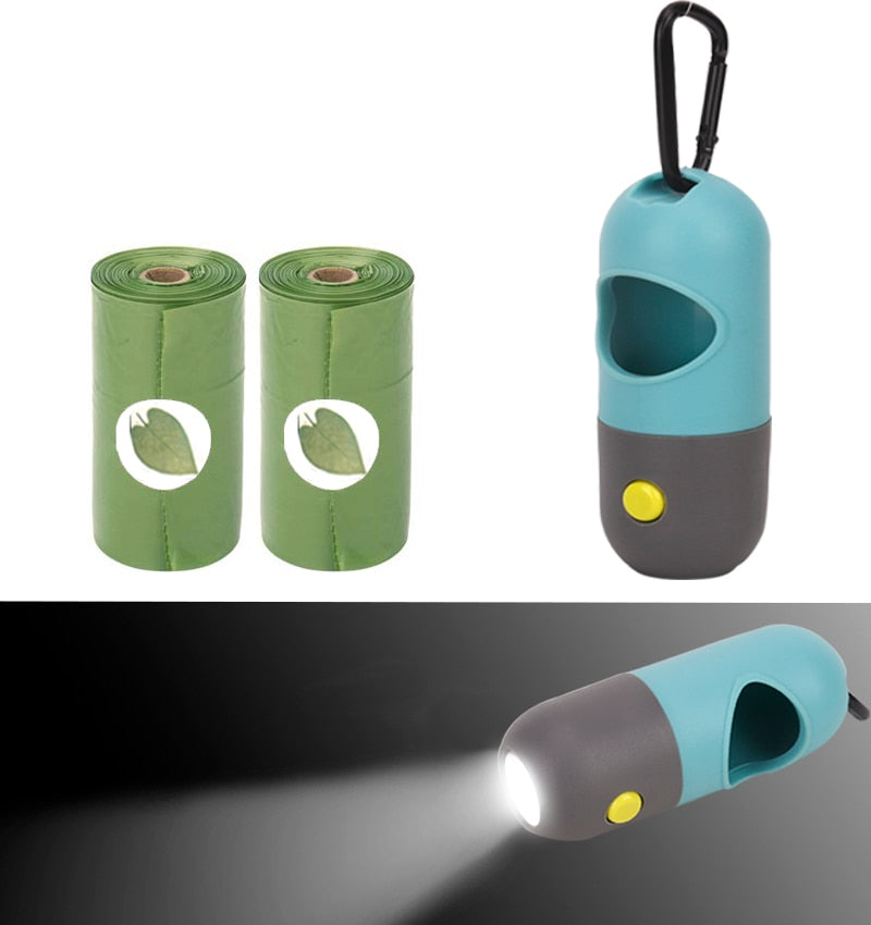 Sky Blue Poop Bag Dispenser with LED Flashlight