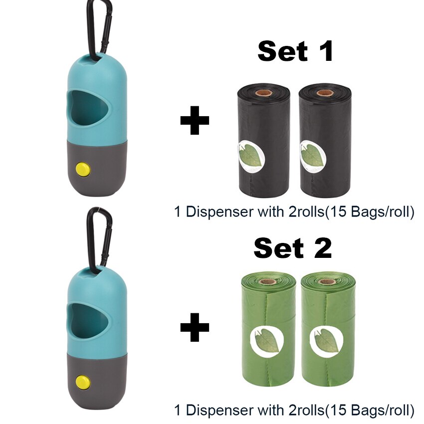 Sky Blue Poop Bag Dispenser with LED Flashlight