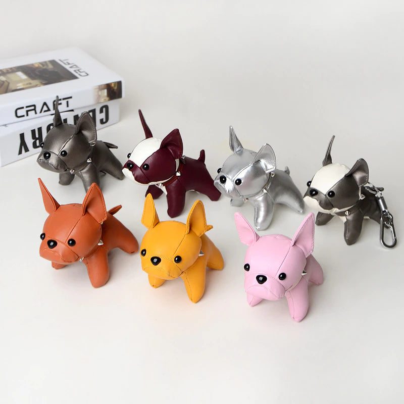 Mini Bulldog Faux Leather Keychain and Charm Bag
