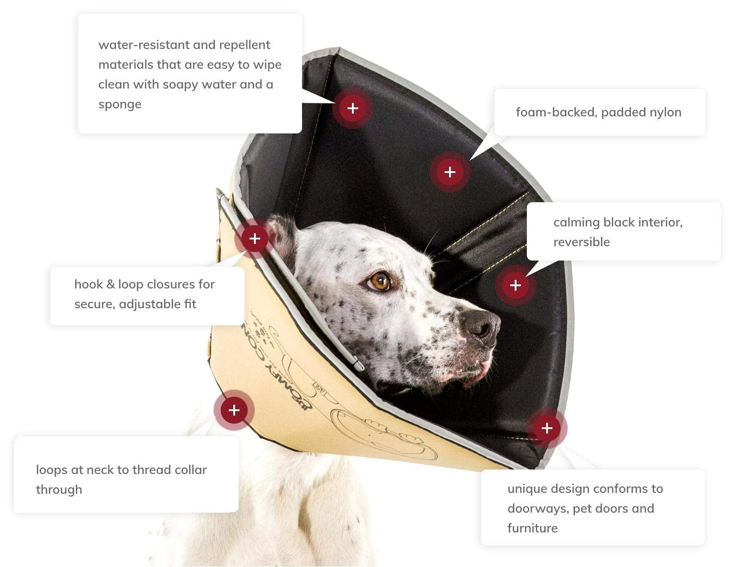 The Original Black Comfy Cone Soft Pet Recovery Collar by All Four Paws