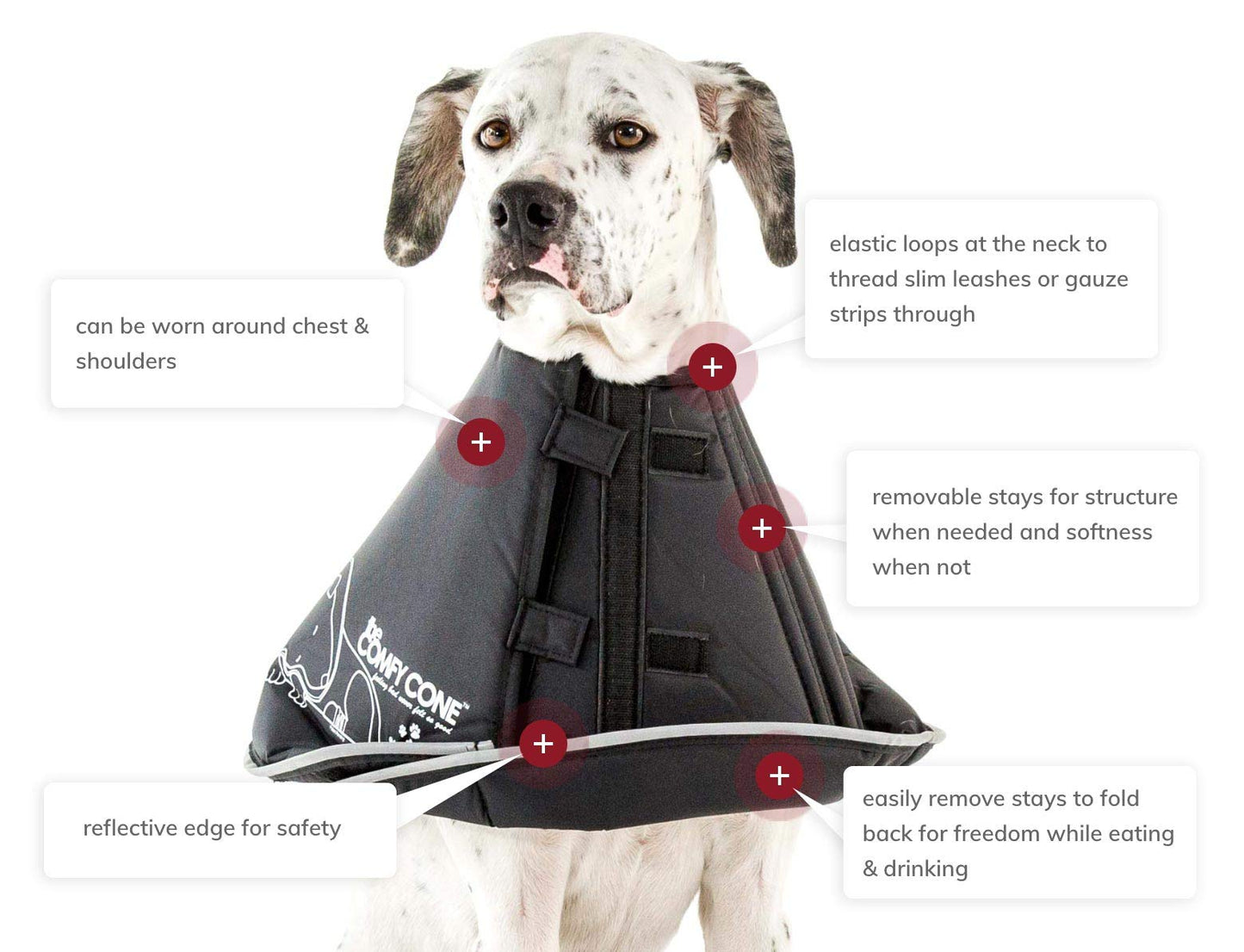 The Original Black Comfy Cone Soft Pet Recovery Collar by All Four Paws