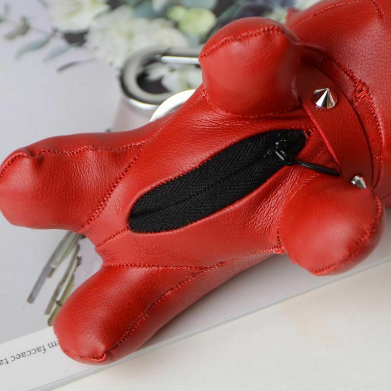 Mini Bulldog Faux Leather Keychain and Charm Bag