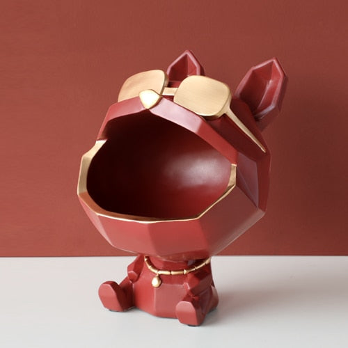 Bulldog Sculpture with Gold Sunglass and a Big Mouth