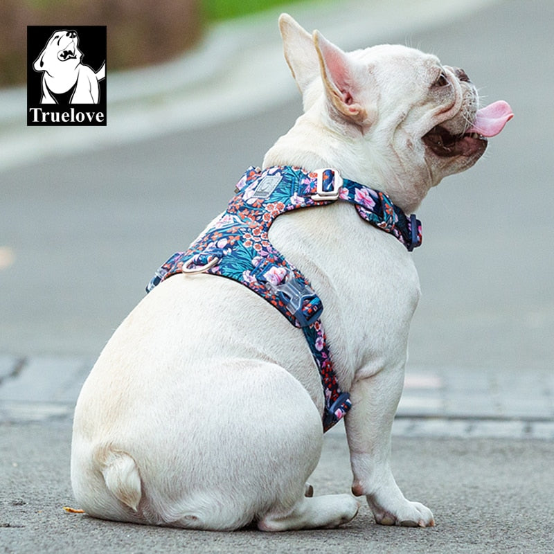 Truelove Flora Print Fashion Dog Harness 100% Cotton and 3M Reflective TLH6283