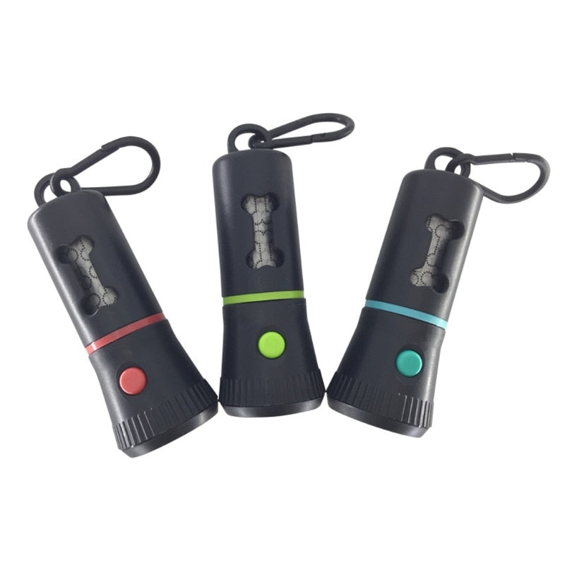 Black Poop Bag Dispenser with LED Flashlight