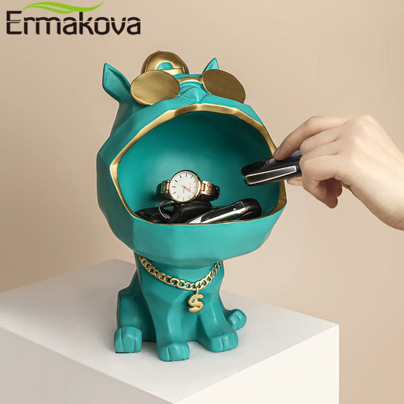 ERMAKOVA Nordic Cool Dog Figurine with Big Mouth Holder