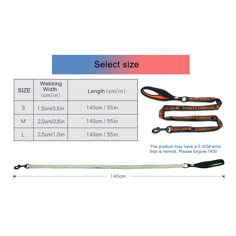 Truelove Reflective Nylon Multi-Loop Firm Grip Dog Leash