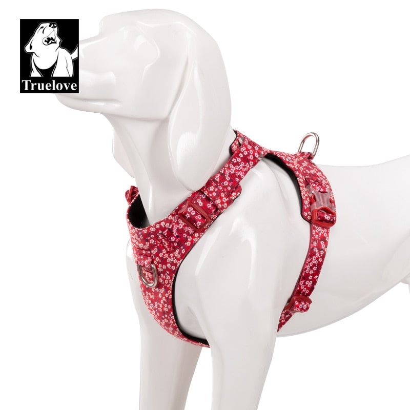Truelove Flora Print Fashion Dog Harness 100% Cotton and 3M Reflective TLH6283