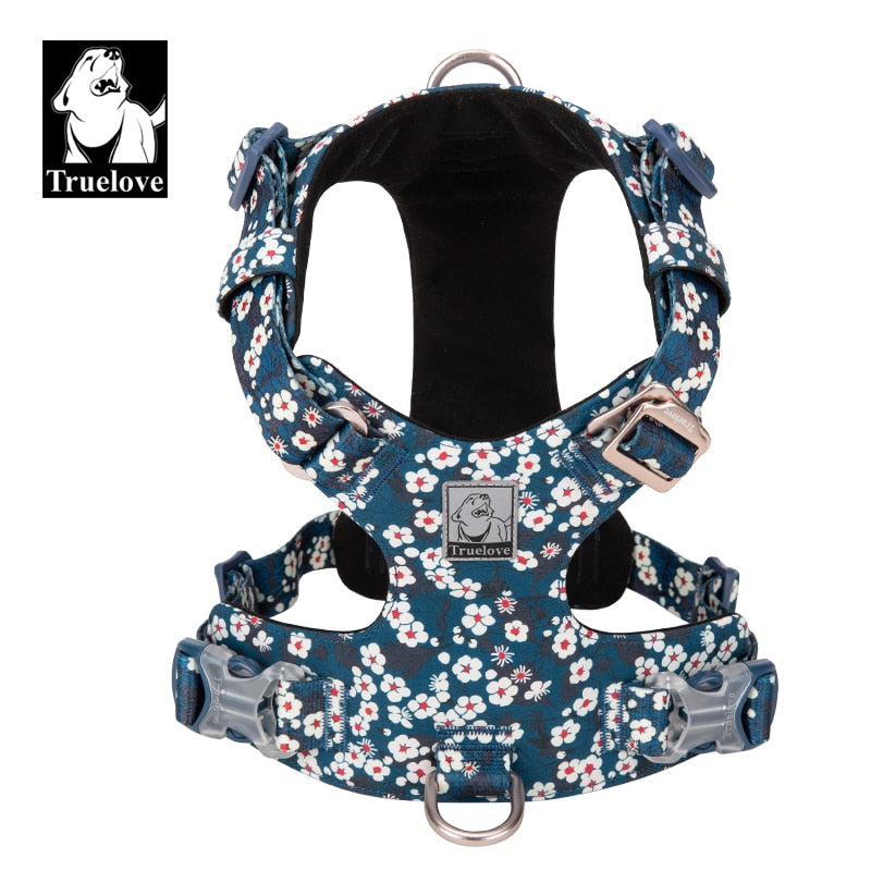 Truelove Flora Print Fashion Dog Harness 100% Cotton and 3M Reflective TLH6283