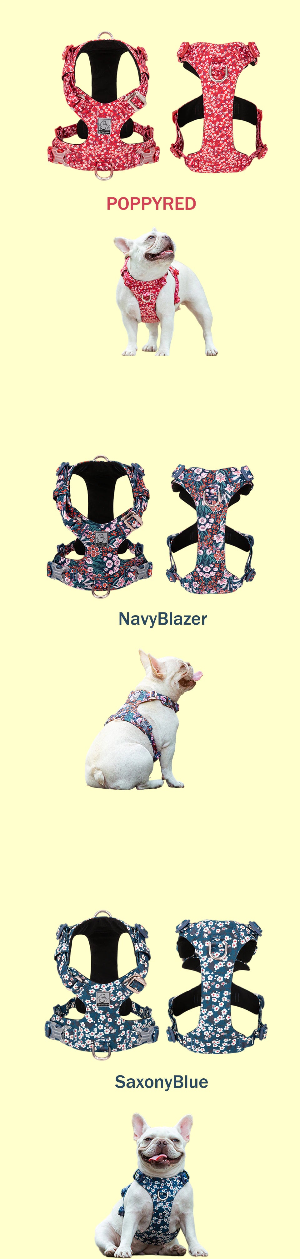 Truelove Flora Print Fashion Dog Harness 100% Cotton and 3M Reflective TLH6283