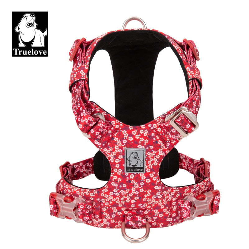 Truelove Flora Print Fashion Dog Harness 100% Cotton and 3M Reflective TLH6283