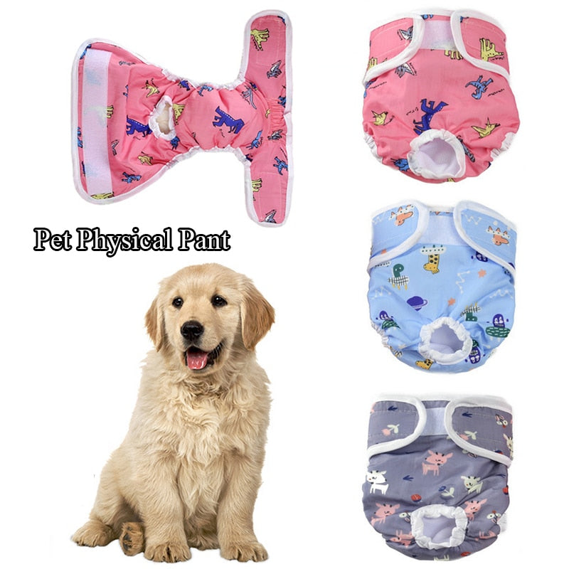 Cartoon Print Female Dog Diaper with Absorbent Pad