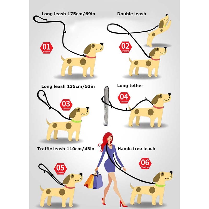 Truelove 7 In 1 Multi-Function Reflective Dog Leash