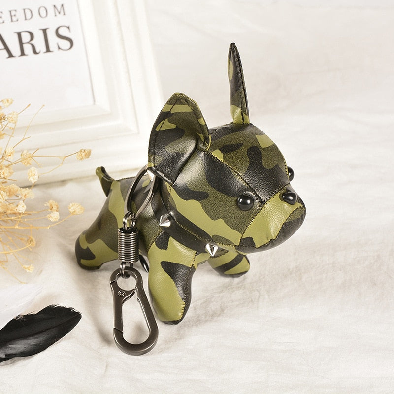 Mini Bulldog Faux Leather Keychain and Charm Bag