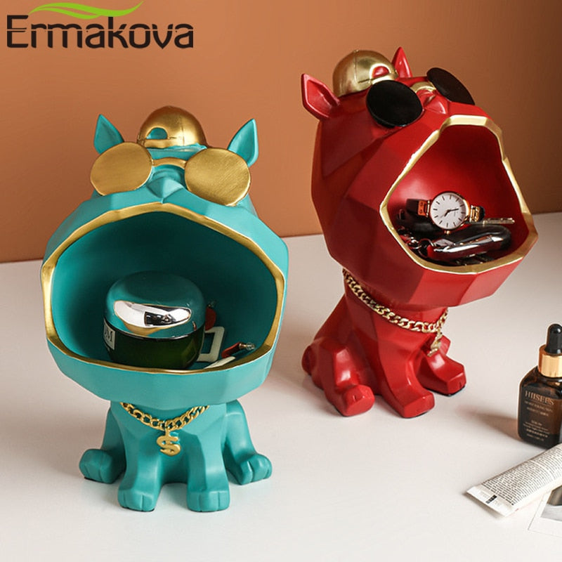 ERMAKOVA Nordic Cool Dog Figurine with Big Mouth Holder