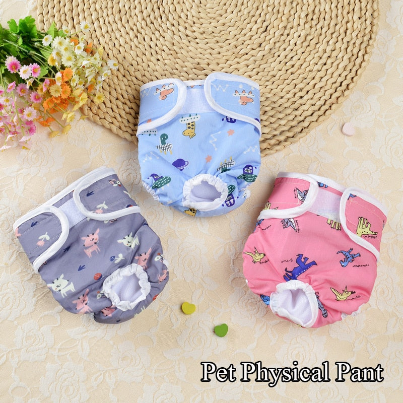 Cartoon Print Female Dog Diaper with Absorbent Pad