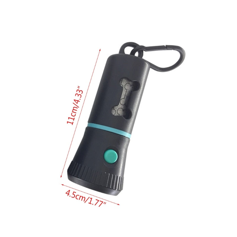 Black Poop Bag Dispenser with LED Flashlight